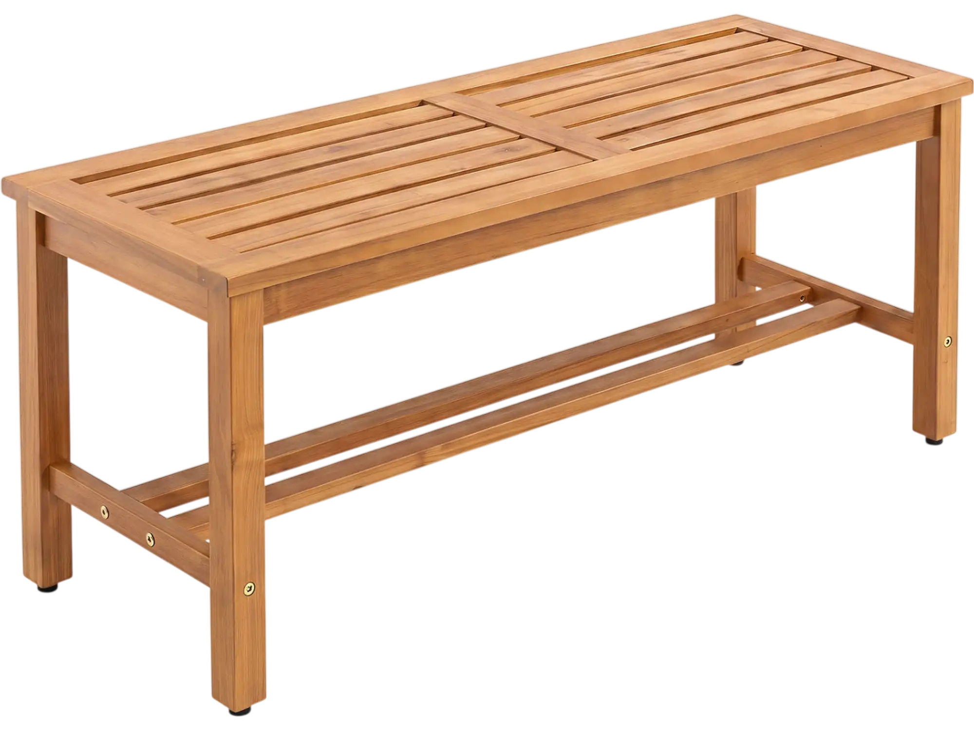 Costway Outdoor Acacia Wood Patio Bench for 2 Slatted Seat 86424274 New