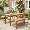 Outdoor Acacia Wood Patio Bench for 2 with Slatted Seat-2 Pieces - Gallery View 1 of 7