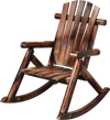 Adirondack rocking chair in brown solid wood, featuring a slatted design for airflow, perfect for outdoor relaxation.