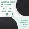 20-inch outdoor umbrella table with textured wood-like grain, made of waterproof PE material for patio use.