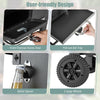 Front charcoal access door and pull-out ash tray of the outdoor BBQ charcoal grill with wheels for easy use.