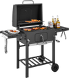 Outdoor BBQ Charcoal Grill with 2 Foldable Side Table and Wheels