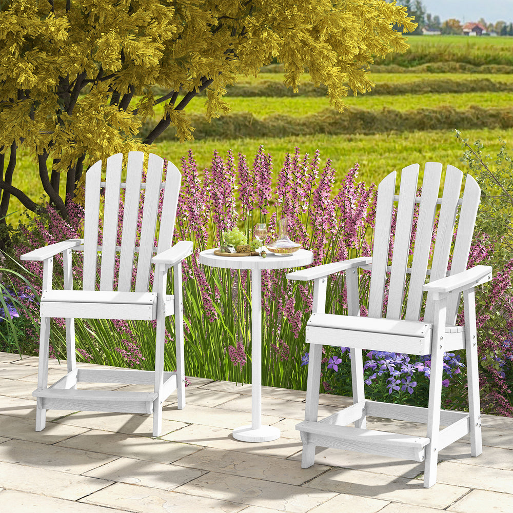 HDPE Patio Chair with Armrest and Footrest for Indoor Outdoor-White - Gallery View 1 of 11