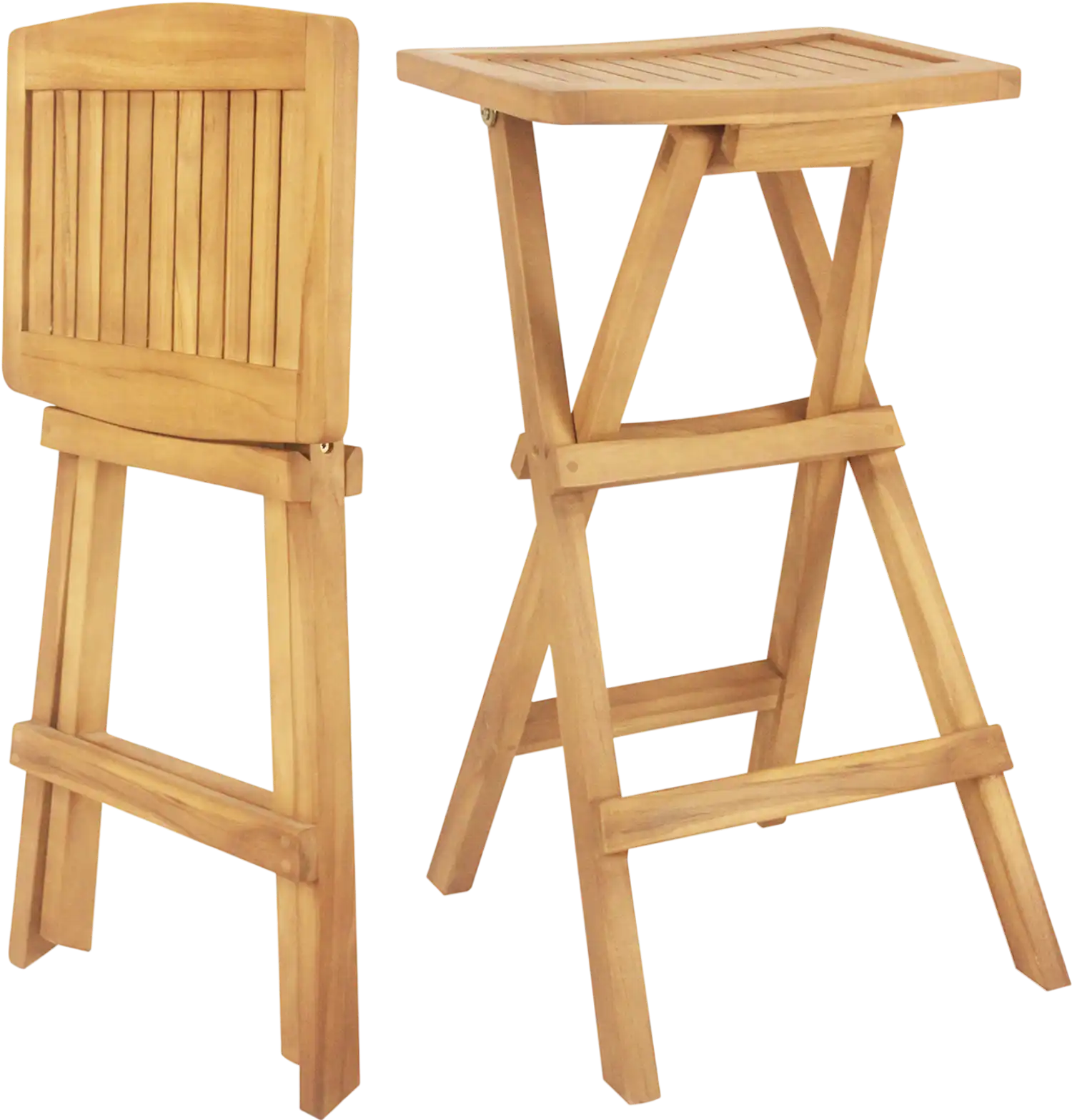 Costway Set of 2 Outdoor Teak Bar Stools No Assembly Counter Seat 28614397 New