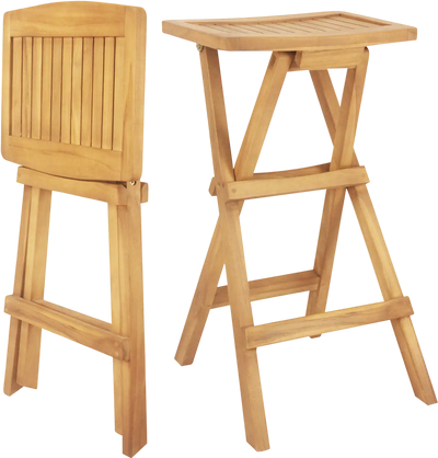 Costway Set of 2 Outdoor Teak Bar Stools No Assembly Counter Seat 28614397 New