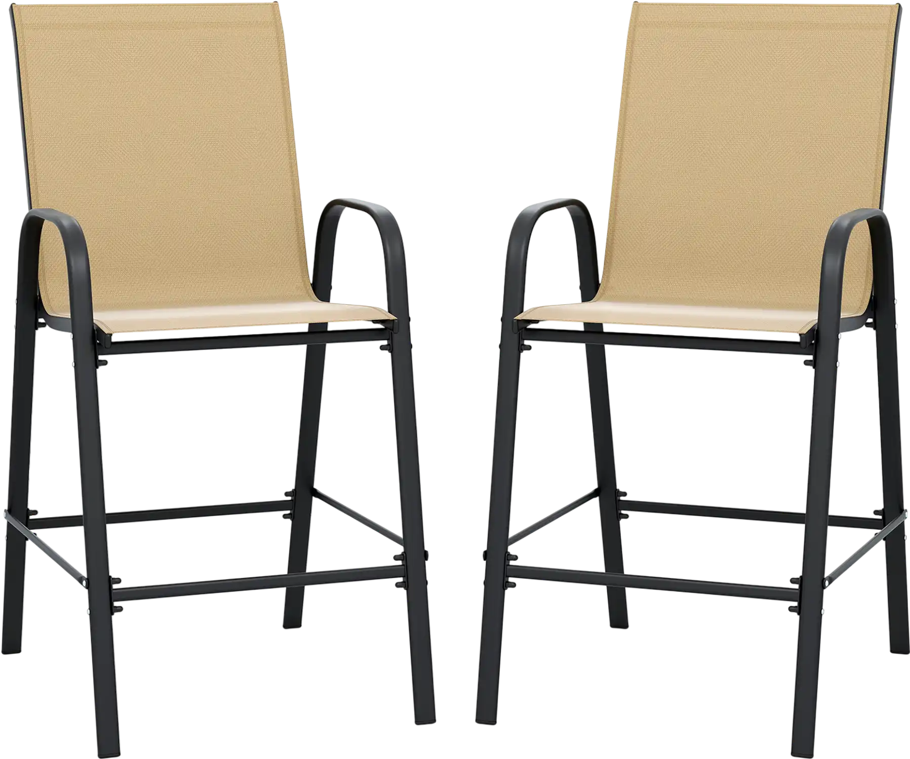 Costway Outdoor Fabric Bar Height Stools Set of 2 w/ Armrests 29