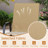 Breathable beige fabric bar stool with armrests, featuring a sturdy metal frame, ideal for outdoor patios and gardens.