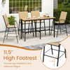 Beige outdoor bar stools set of 2 with armrests and 11.5" high footrest for comfort and relaxation on patios or decks.