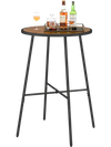 Outdoor Bar Table 41 inch Bar Height Patio Round Table with Acacia Wood Top and Metal Frame