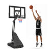 Height adjustable basketball goal system, 7.7-10 ft, with shatterproof backboard and portable design for easy play.