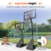 Height adjustable basketball goal system, 7.7-10 ft with shatterproof backboard, designed for stability and portability.