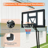Height adjustable basketball goal system with shatterproof backboard and reinforced corners for stability and.