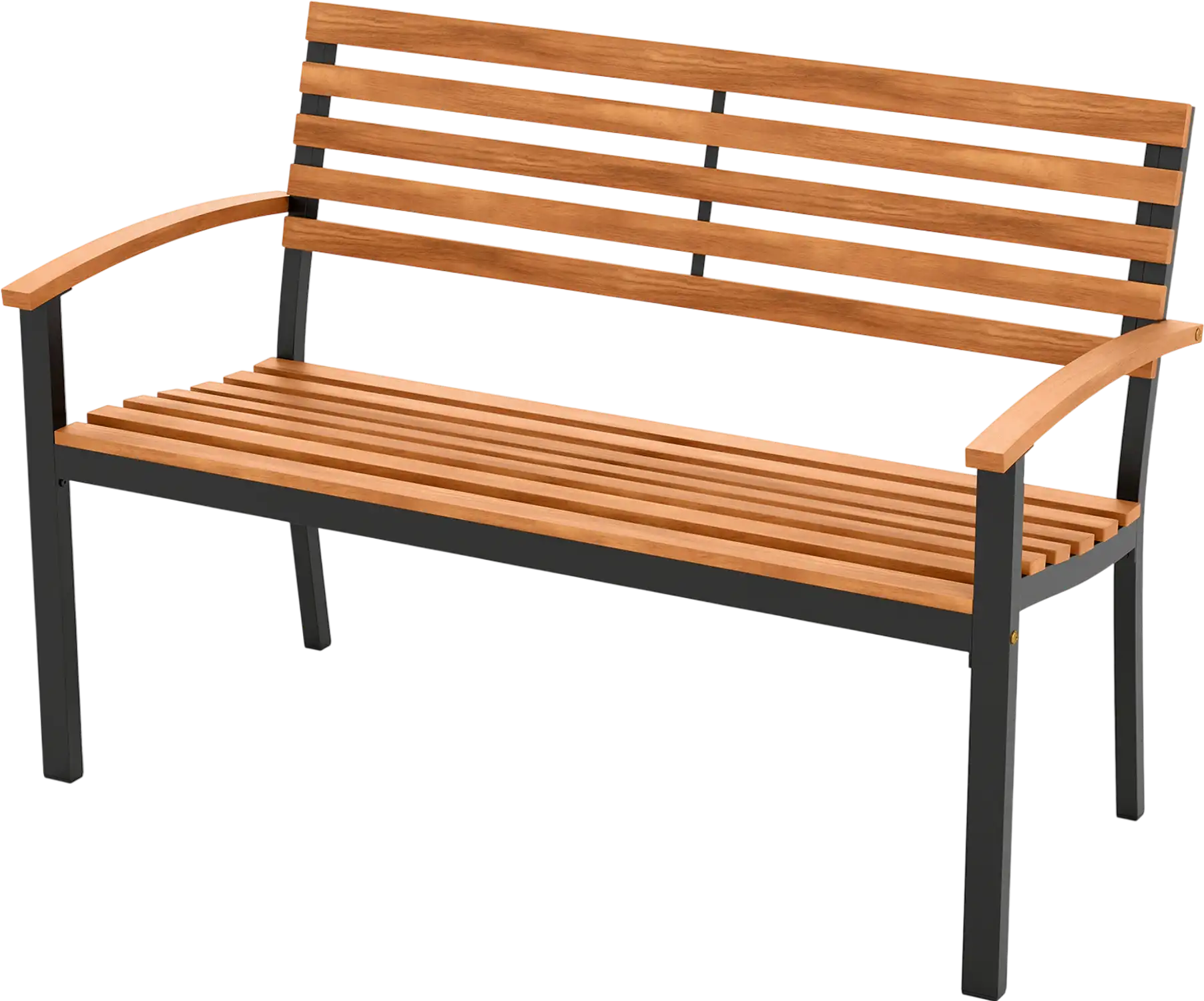 Costway Outdoor Acacia Wood Patio Loveseat Bench with Backrest Armrests 65412776 New