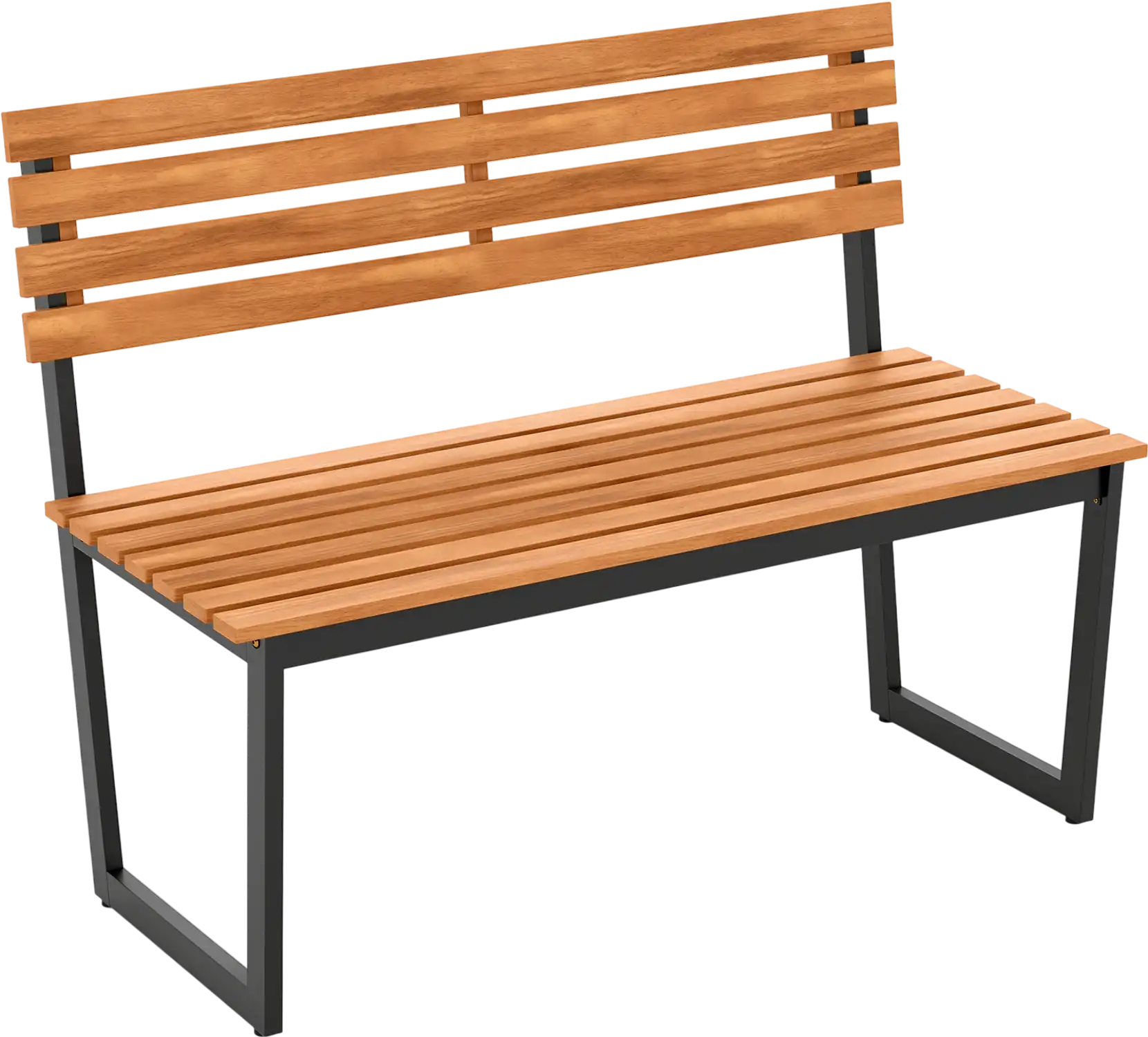 Costway Outdoor Acacia Wood Patio Loveseat Bench w/ Backrest Metal Frame 29320835 New