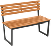 Outdoor Bench Acacia Wood Patio Loveseat with Backrest and Heavy Duty Metal Frame