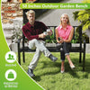50-inch outdoor metal loveseat bench for 2-3 people, black finish, supports up to 660 lbs, ideal for gardens and patios.