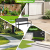 Black metal outdoor bench with high back, seating 2-3, ideal for gardens, porches, and courtyards.