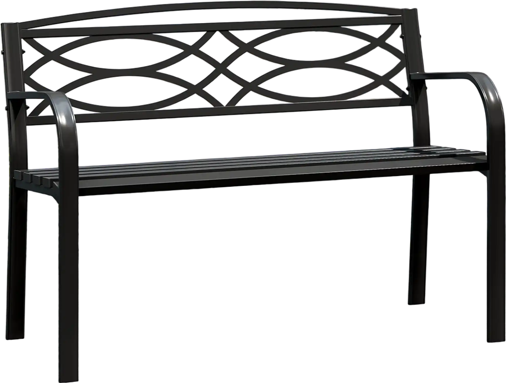 Costway Garden Patio Bench Curved Armrests Backrest Black 632748951 New