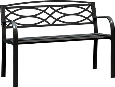 Costway Garden Patio Bench Curved Armrests Backrest Black 632748951 New