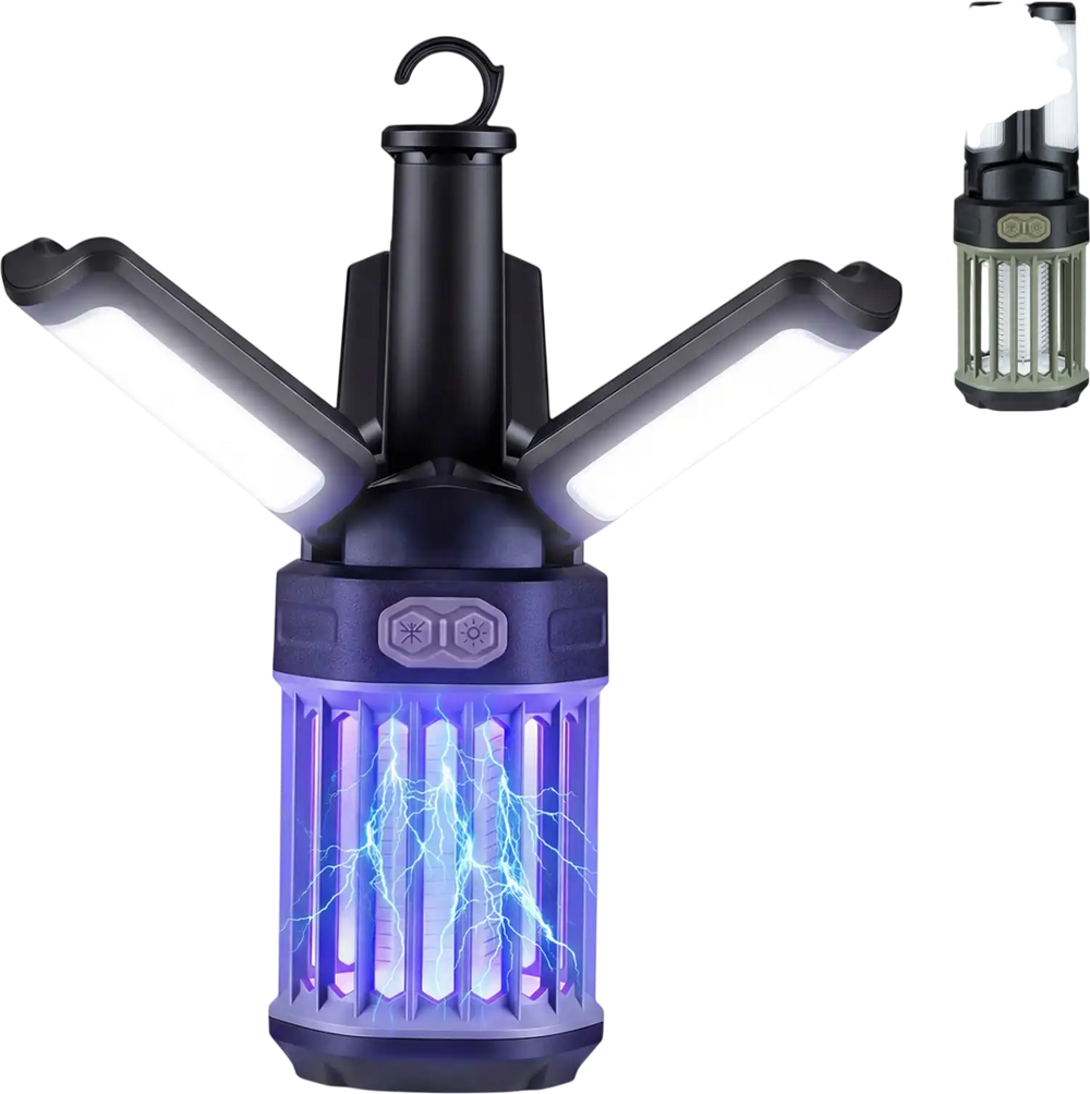 Outdoor Bug Zapper with Foldable Camping Lantern USB-C Rechargeable Electric Mosquito Killer