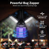 Outdoor bug zapper with foldable lantern design, UV light for mosquitoes and flies, ideal for camping and outdoor use.