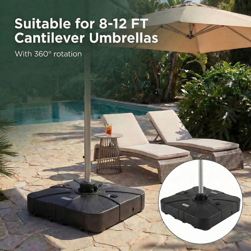 Outdoor Cantilever Umbrella Base Square Water and Sand Fillable Base - Gallery View 9 of 10