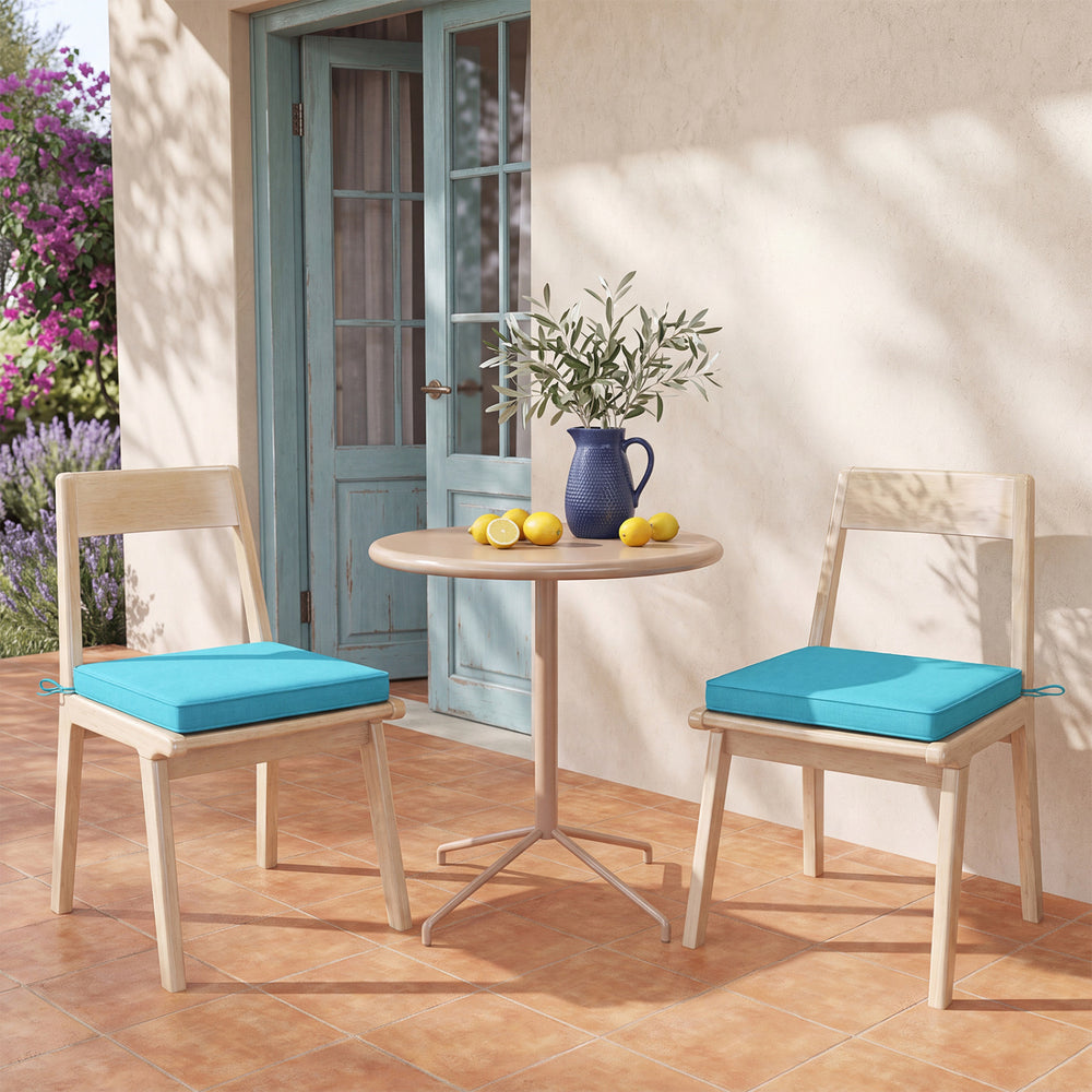 Outdoor Chair Cushion Set of 2 Waterproof Fade-Resistant Olefin Seat Cushions-Turquoise - Gallery View 1 of 9
