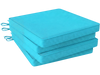 Turquoise outdoor chair cushion set of 4, 20" x 20" x 2", waterproof olefin fabric with attached ties for secure fitting.