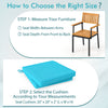 Turquoise outdoor chair cushion set of 4, waterproof olefin fabric, 20" x 20" x 2", ideal for enhancing comfort and style.