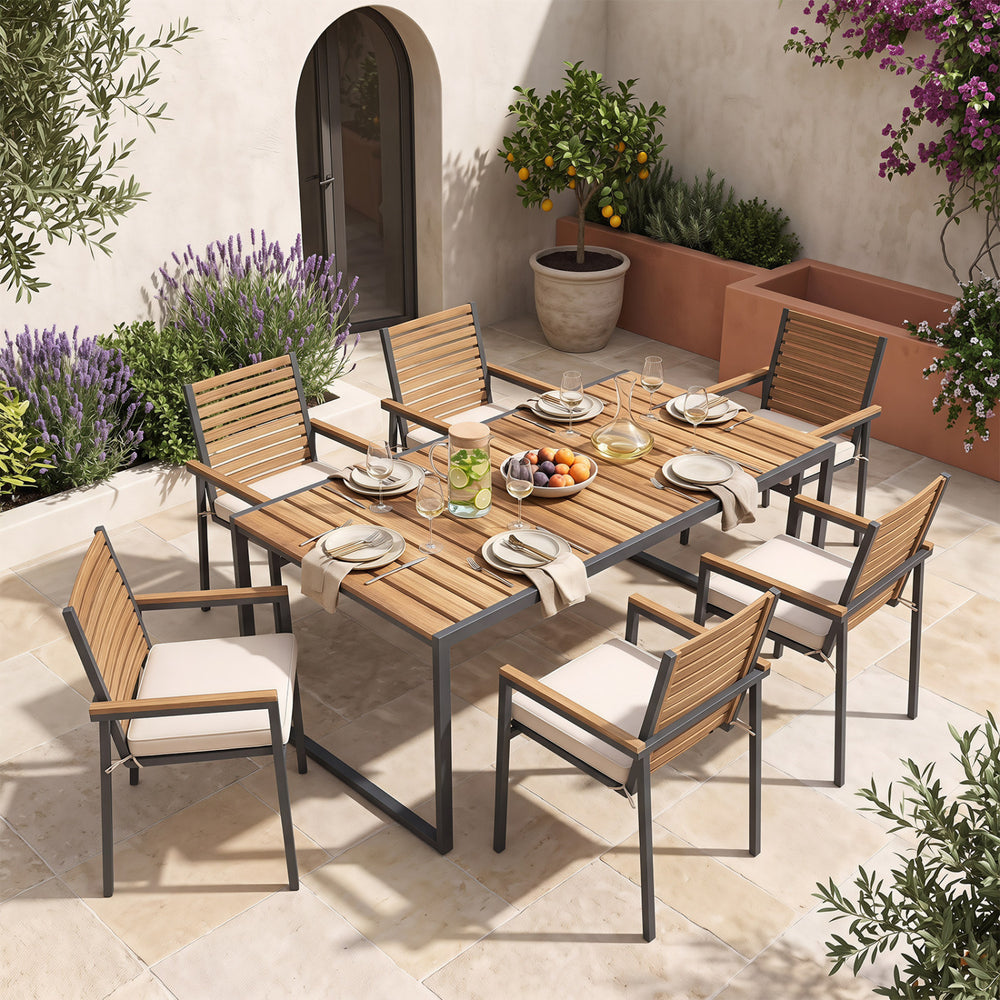 Outdoor Chair Cushion Set of 6 Waterproof Olefin Seat Cushions-Beige - Gallery View 1 of 9