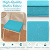 Turquoise outdoor chair cushion set of 6, made of waterproof olefin fabric, offers comfort and style for dining chairs.