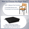 Black outdoor chair cushion set of 2, 20" x 20" x 2", waterproof and fade-resistant, ideal for indoor and outdoor use.