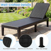 Black outdoor chaise lounger chair with waterproof rattan texture, featuring a 3-position adjustable backrest for.