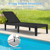 Black outdoor chaise lounger with waterproof rattan textured surface, 330 lbs capacity, adjustable backrest for comfort.
