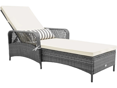 Costway Outdoor Patio Chaise Lounge Recliner 6-Level Backrest 20931030 New