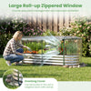 Outdoor color steel raised garden bed with greenhouse cover and roll-up window, ideal for year-round plant protection.