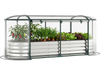 Outdoor color steel raised garden bed with greenhouse cover, featuring a roll-up window for versatile planting and.