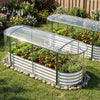 Outdoor color steel raised garden bed with greenhouse cover and roll-up window, ideal for year-round planting and.