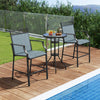 Outdoor Counter Stools Set of 2 Heavy-Duty Barstools with Footrest and Armrests-Blue - Gallery View 1 of 9