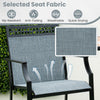 Close-up of breathable blue seat fabric for outdoor counter stools, featuring rip-resistant and quick-drying properties.