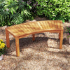 Curved acacia wood garden bench for 2, showcasing a smooth surface and elegant design, perfect for outdoor spaces.