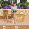 Curved acacia wood garden bench seating 2 people, holds up to 800 lbs, perfect for outdoor patios and gardens.