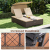 Detail of the double X-shaped reinforcements on the outdoor daybed, ensuring stability and durability for outdoor use.