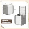 Outdoor deck box with lid in gray, showcasing dimensions and dual-tone design for stylish outdoor storage.