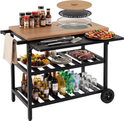 Costway Outdoor Dining Cart BBQ Grill Folding Side Panel 26086411 New