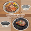 Outdoor dining cart featuring a Korean BBQ grill with dual cooking surfaces and a spacious foldable countertop.