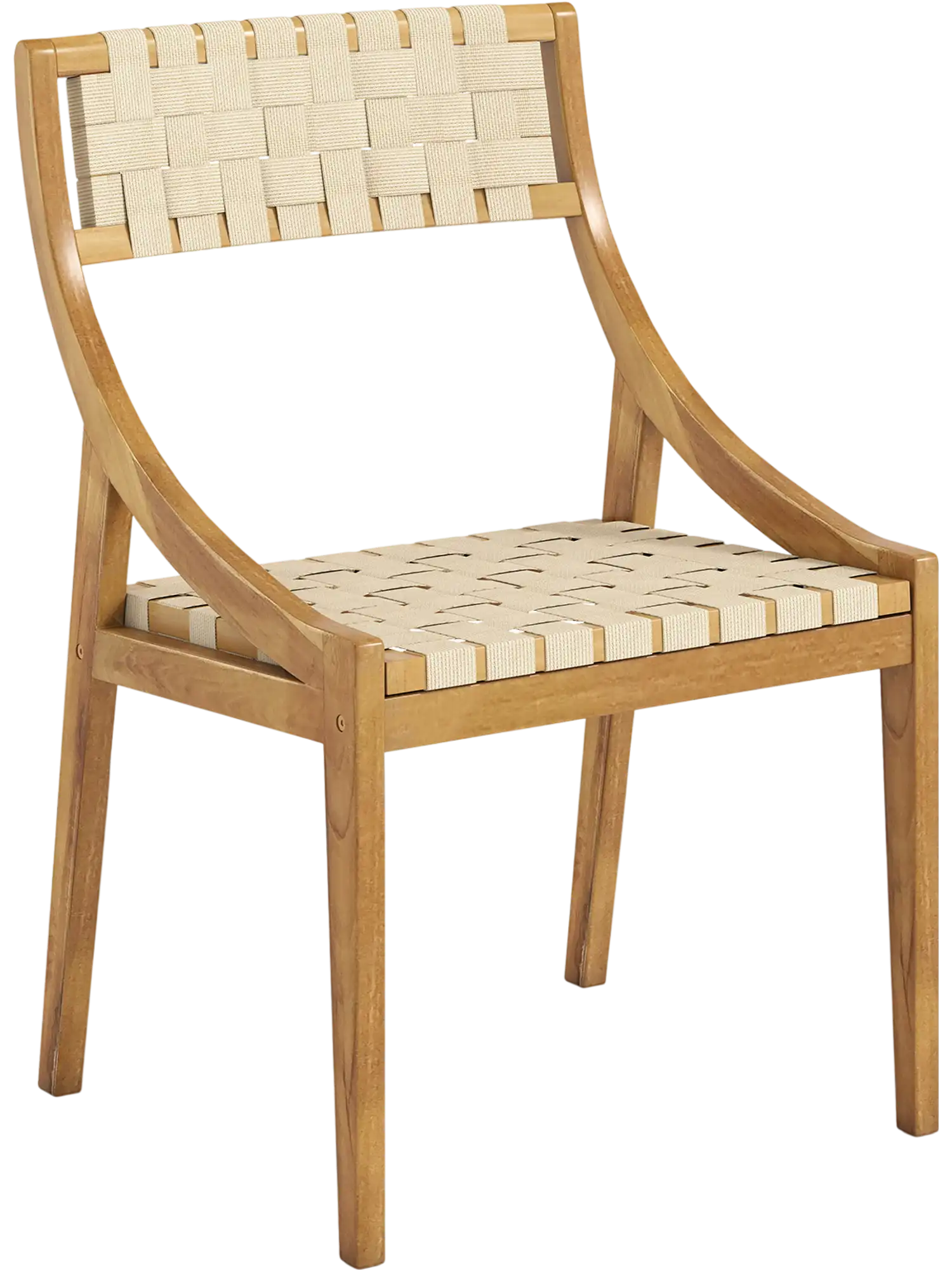 Costway Outdoor Patio Dining Chair Teak Wood Webbing Seat Backrest 315468279 New