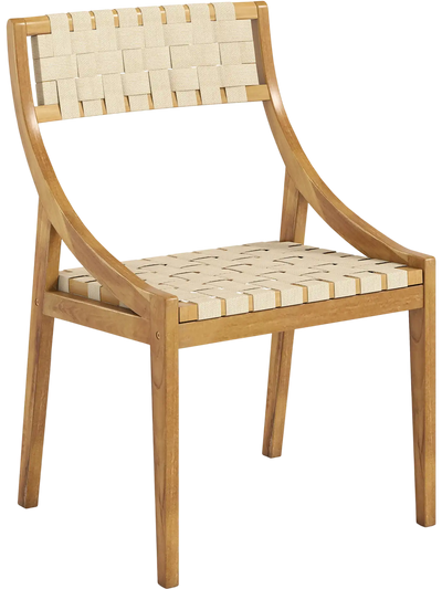 Costway Outdoor Patio Dining Chair Teak Wood Webbing Seat Backrest 315468279 New