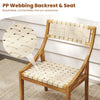 Outdoor dining chair featuring a natural teak wood frame and breathable PP webbing seat for comfort and style.