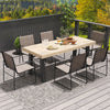 Brown outdoor dining chairs set of 2 with breathable fabric and sturdy metal frame, perfect for patio relaxation.